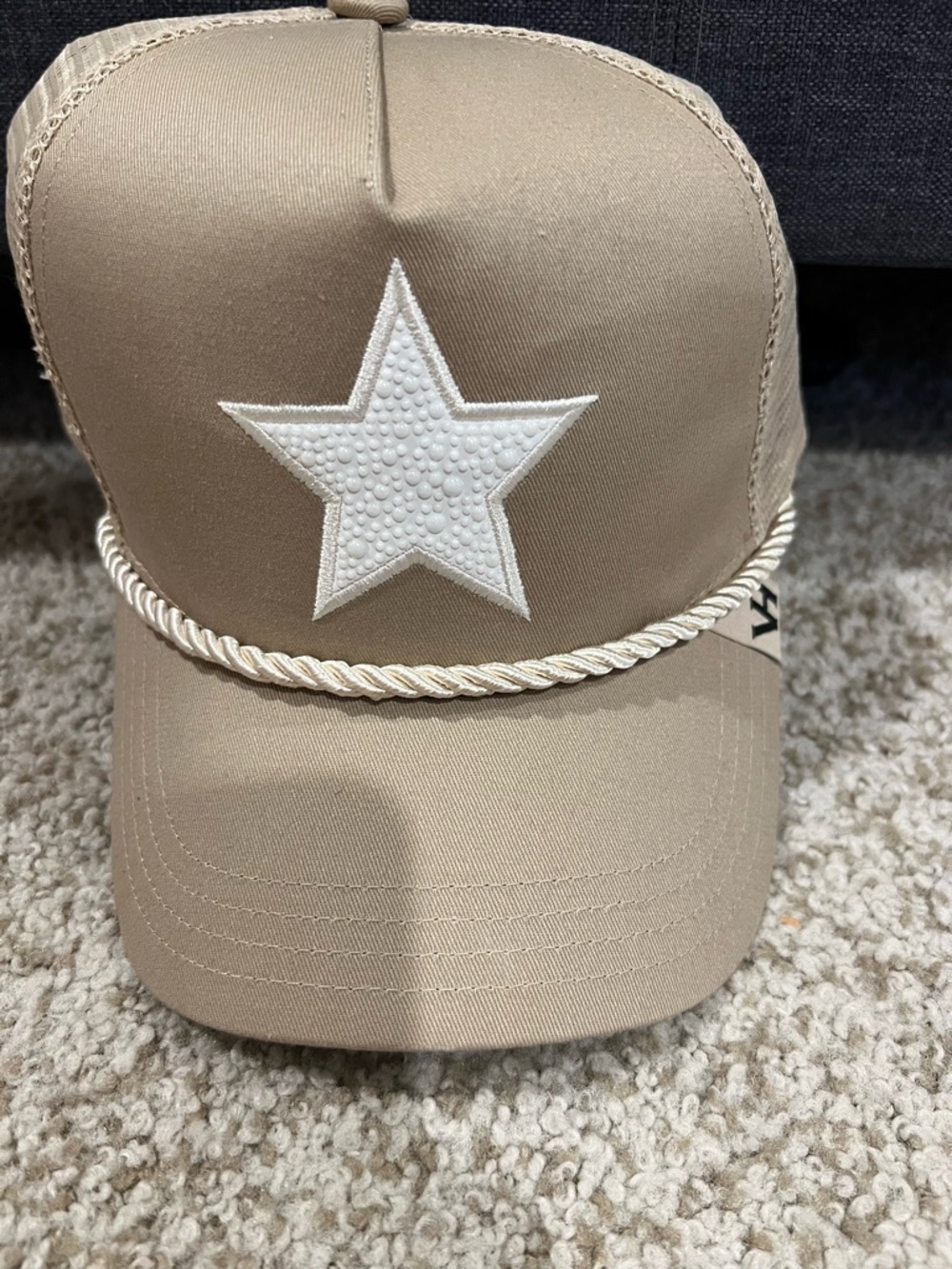 Vintage Havana Tan Trucker Hat with White Star